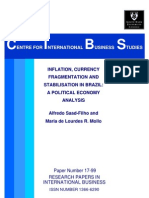 INFLATION, CURRENCY
FRAGMENTATION AND
STABILISATION IN BRAZIL:
A POLITICAL ECONOMY
ANALYSIS