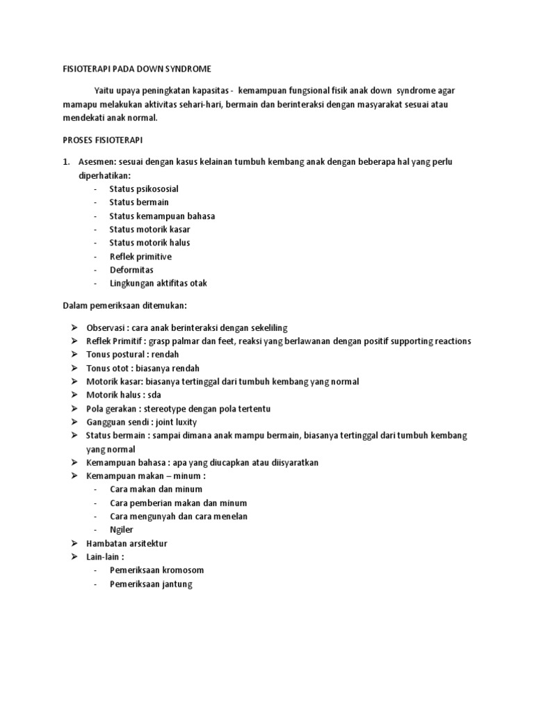 Fisioterapi Pada Down Syndrome Pdf