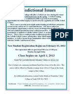 Jurisdictional Issues: Class Begins On April 1, 2013