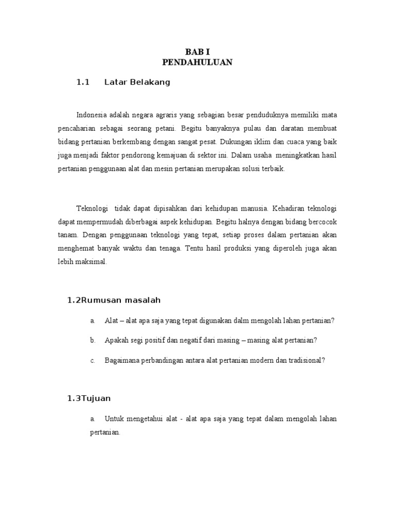 Makalah Alat Alat Pertanian