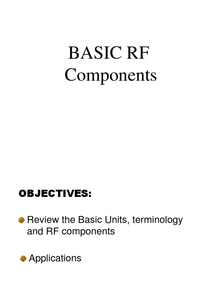 RF Basic Components and Devices PDF Signal To Noise Ratio