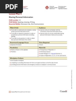 Lesson Plan 2: Sharing Personal Information