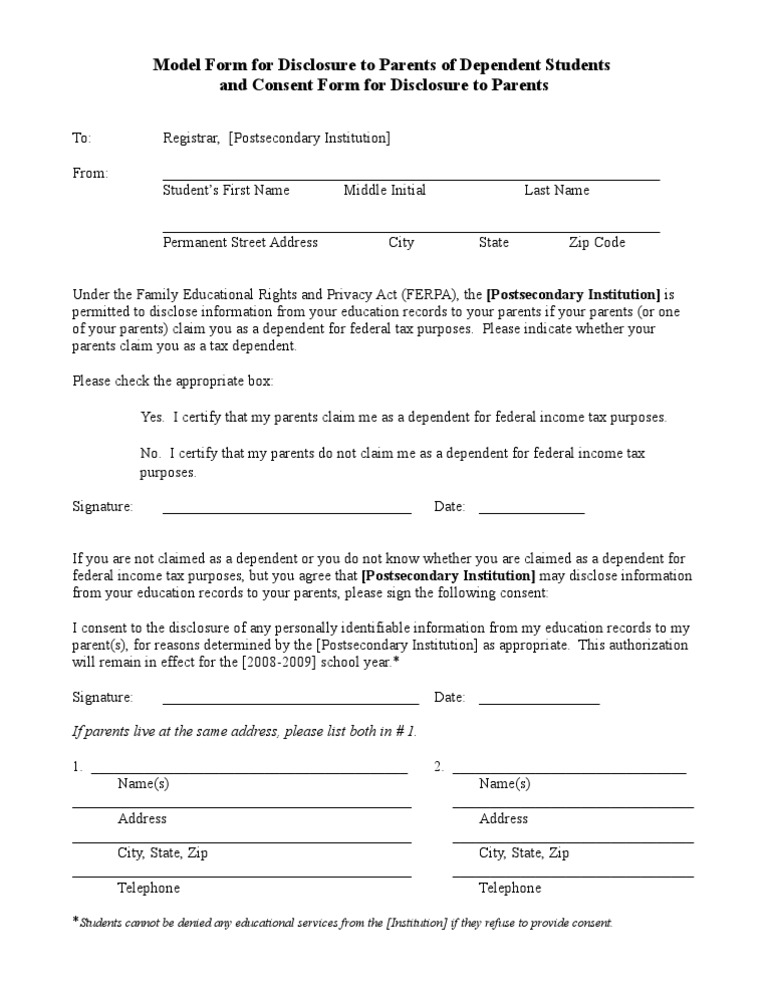Parent Disclosure Consent Form | PDF | Civil Rights And Liberties | Privacy