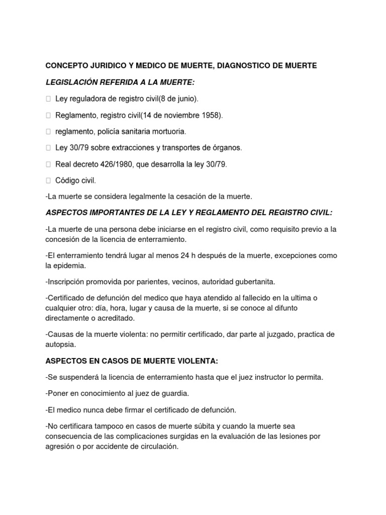 Conceptos Legales y Médicos de Muerte | PDF | Muerte | Jurisprudencia ...
