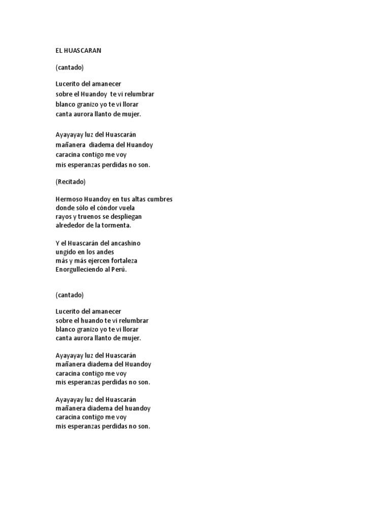 Jilguero del Huascarán: Himno Ancashino | PDF | Arte | Poesía