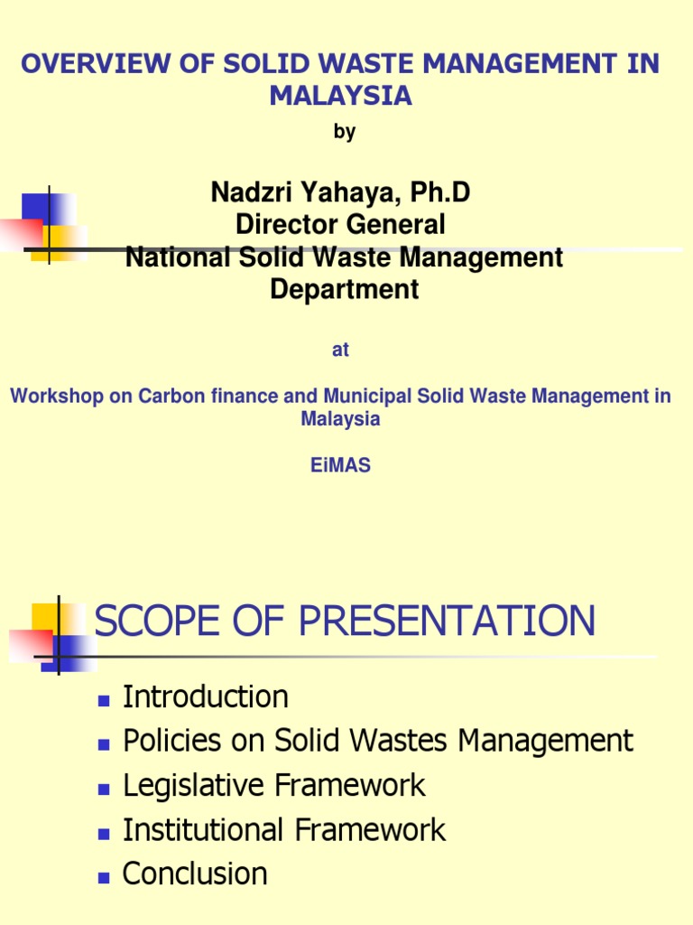 Overview of Solid Waste Management in Malaysia | PDF | Science ...