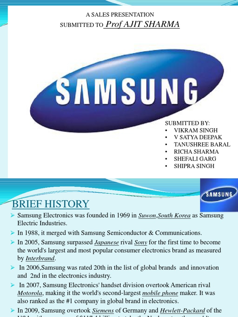 Prof Ajit Sharma A Sales Presentation Submitted To PDF Samsung