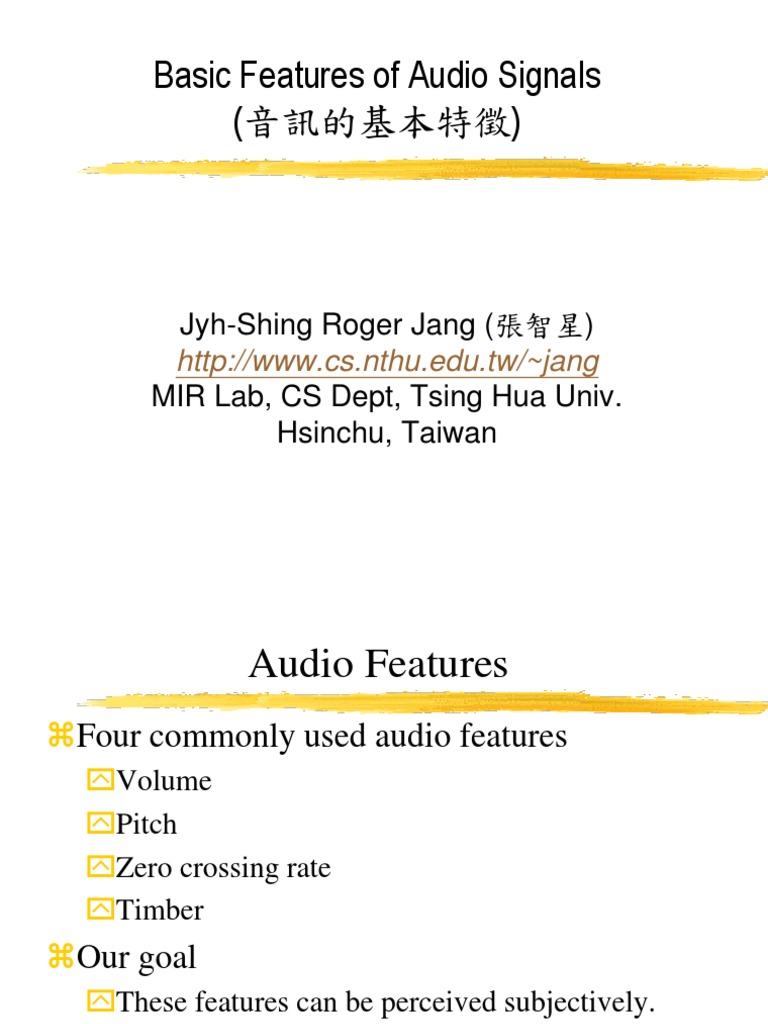An Introduction to Common Audio Features for Signal Processing and