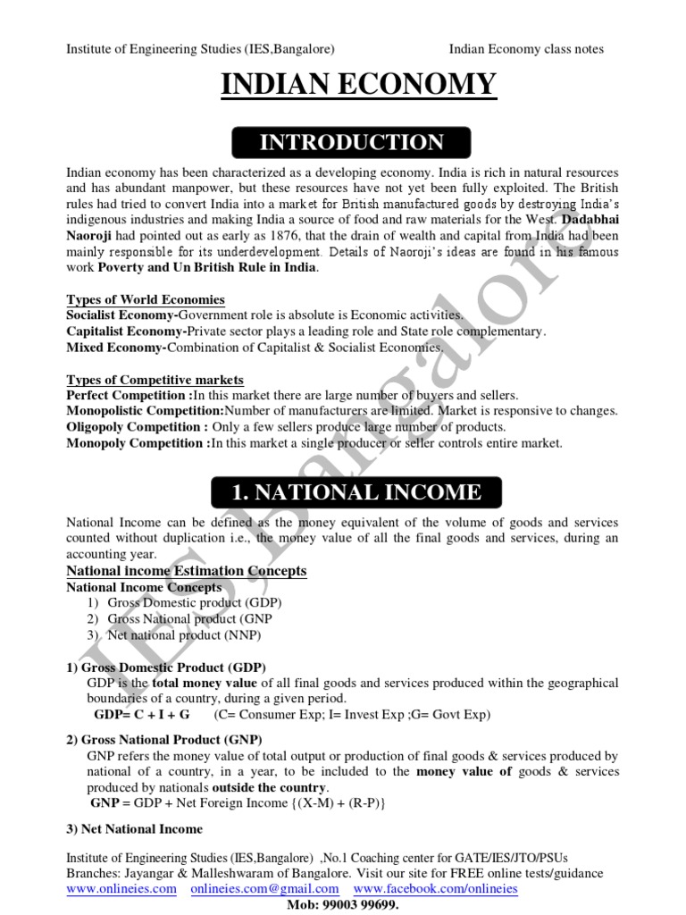 Indian Economy: National Income Estimation Concepts | PDF