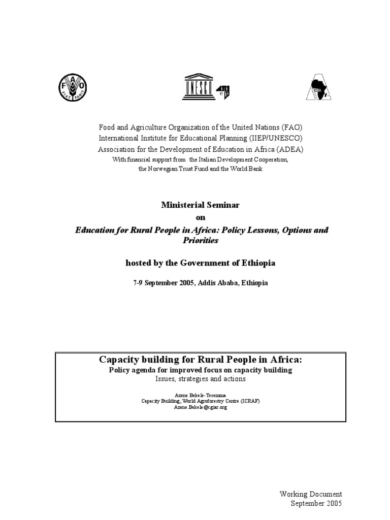 Capacity Building for Rural Education in Africa | PDF | Food Security ...
