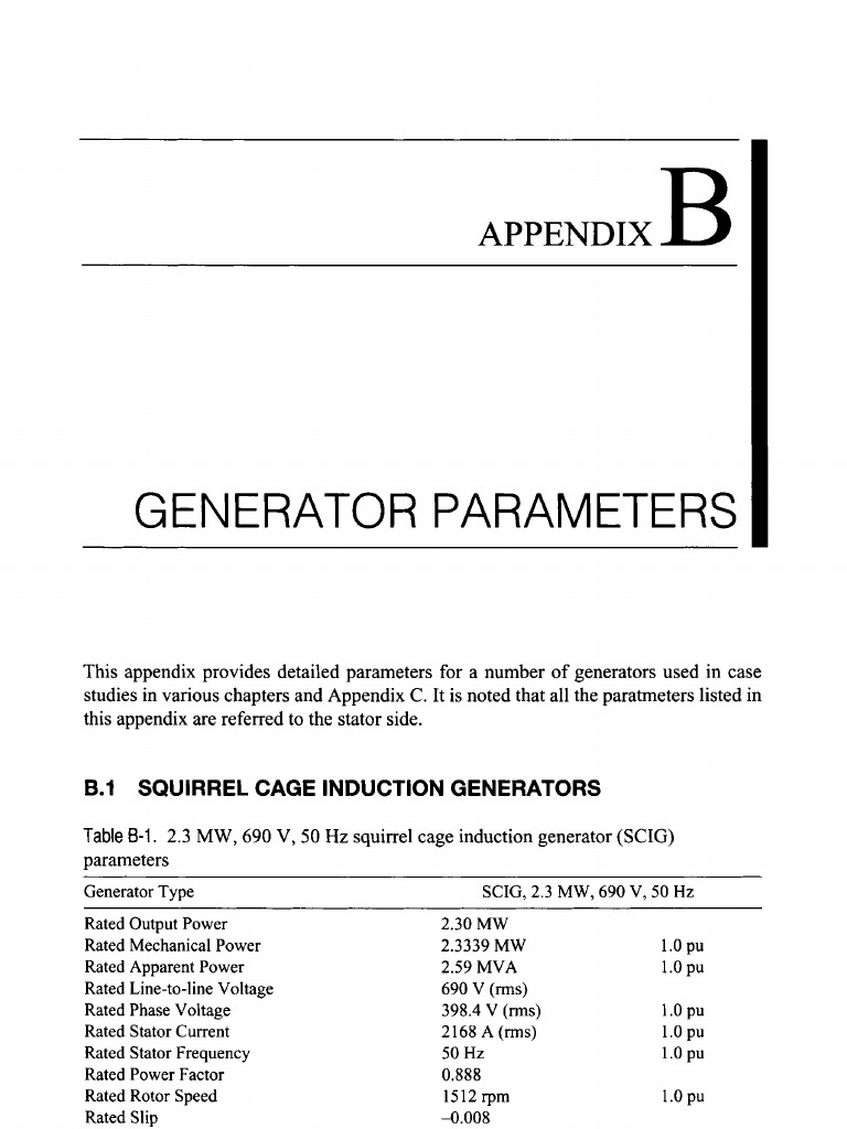 Generator Parameters: Appendix | PDF | Electric Generator | Inductance