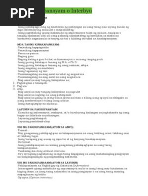 Mga Gabay Na Tanong Para Sa Panayam  Conten Den 4