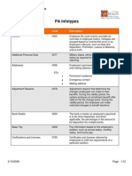 PA Infotypes: Infotype Code Description