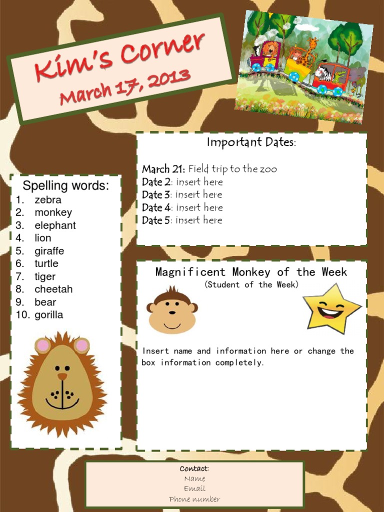 Zoo Field Trip & Spelling Words | PDF | Language Arts & Discipline ...