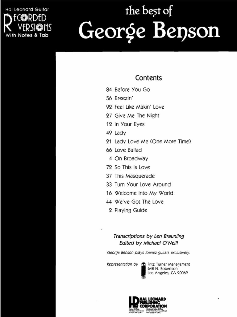 ジョージ・ベンソン★イン・セッション★ギタータブ譜 ジョージ・ベンソン☆イン・セッション☆ギタータブ譜