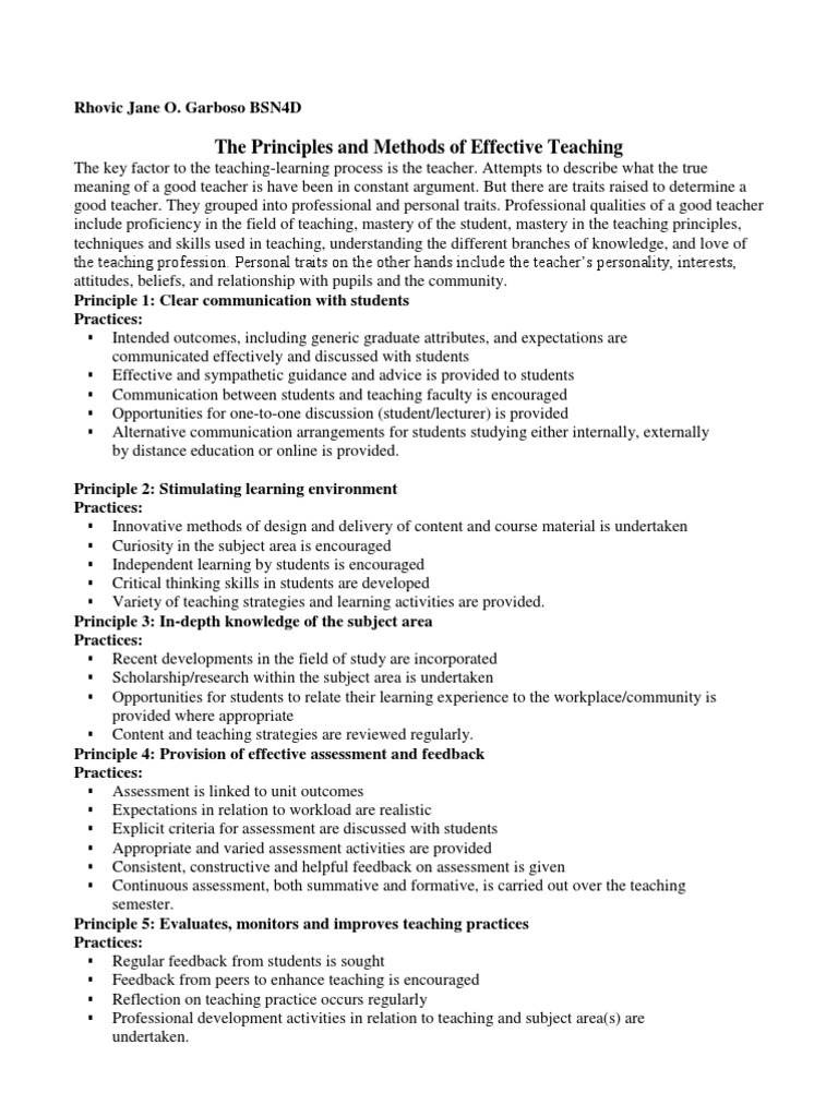 Effective Teaching Principles | PDF | Educational Assessment | Teachers