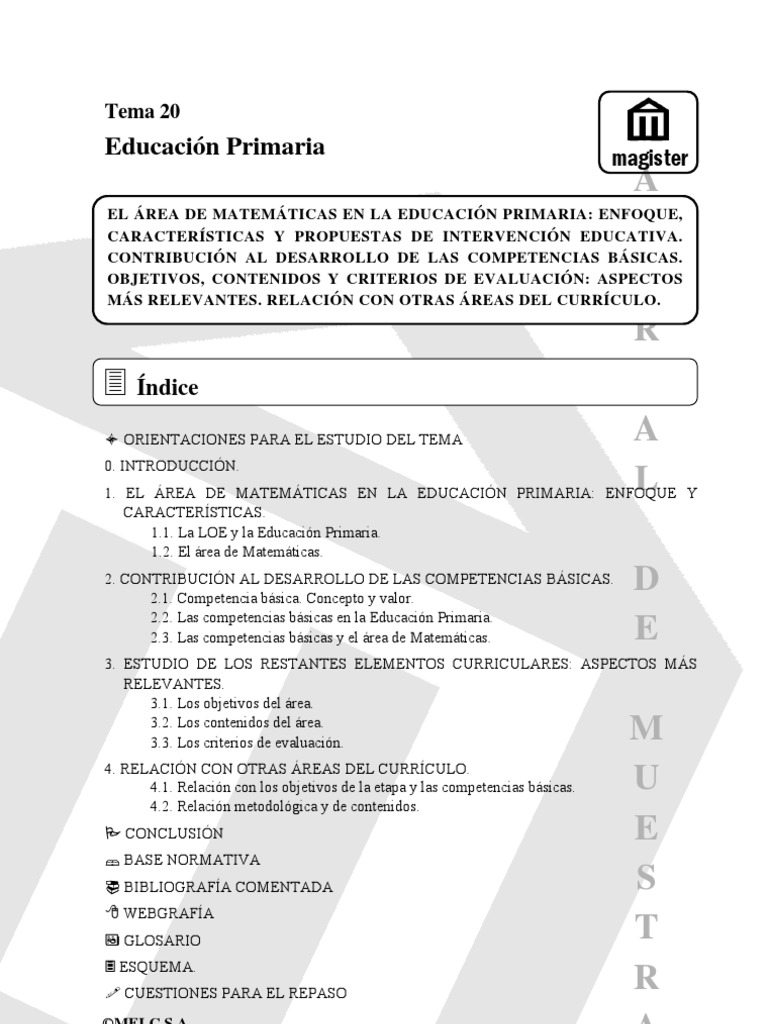 Tema 20 Ed. Primaria | PDF