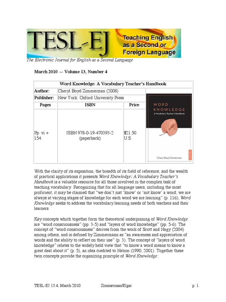 The Electronic Journal for English as a Second Language