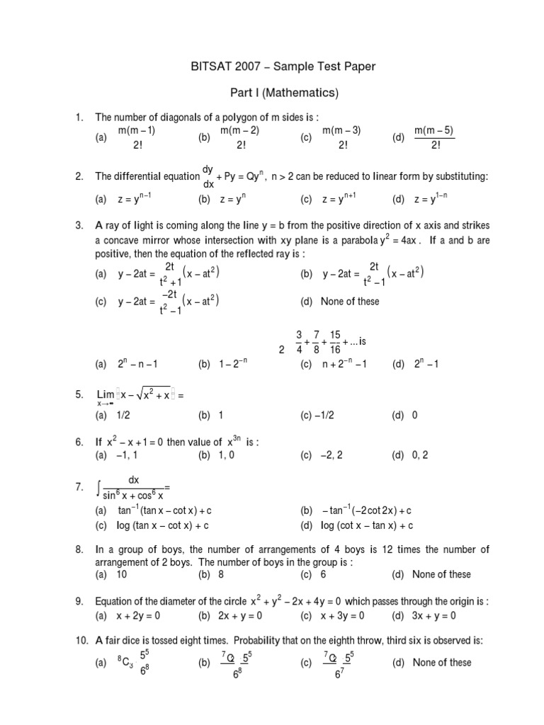 Bits at Sample Paper 1 | PDF