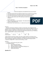 Subject Code: 908A Paper: Production Management: Question No 3