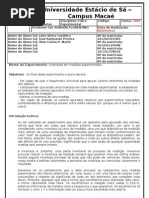 Relatório Experimento I - Cálculo da Incerteza