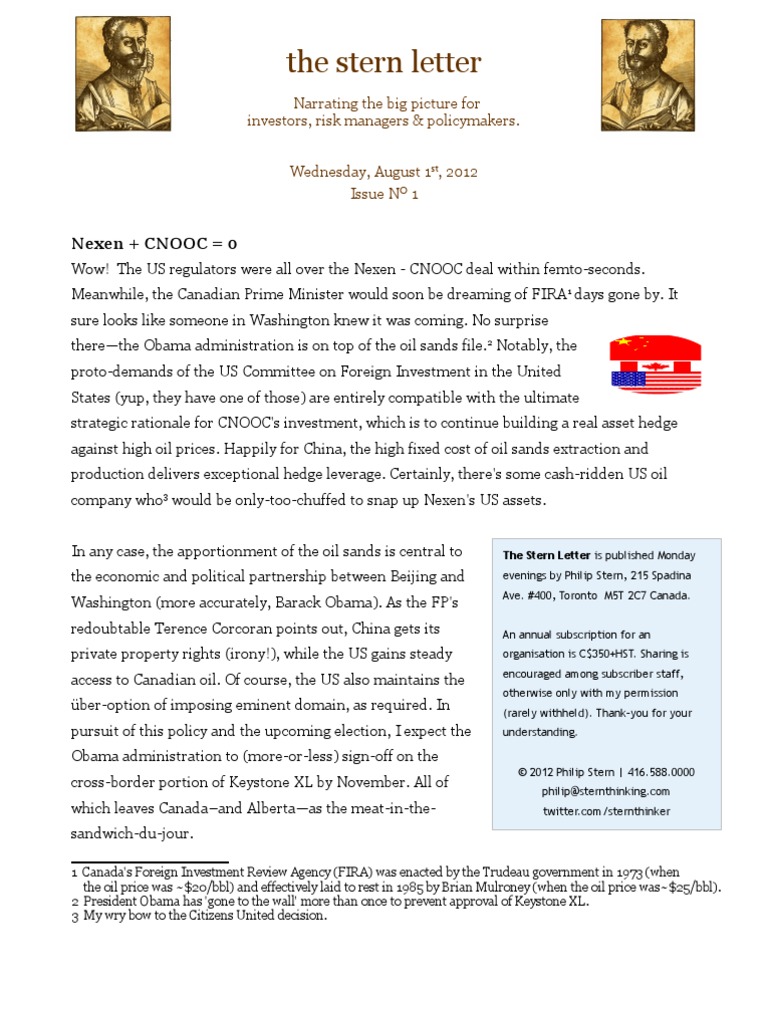 The Stern Letter - Issue Nos. 1-5 (Aug 1 - Sept 3 2012) | PDF | Oil ...