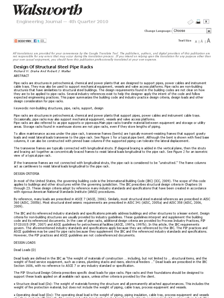 Design Criteria for Steel Pipe Racks | PDF | Beam (Structure ...