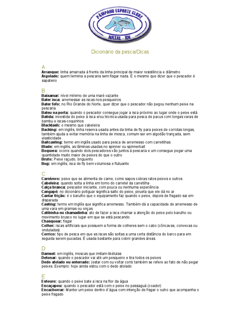 Dicionario de Pesca, PDF, Pesca