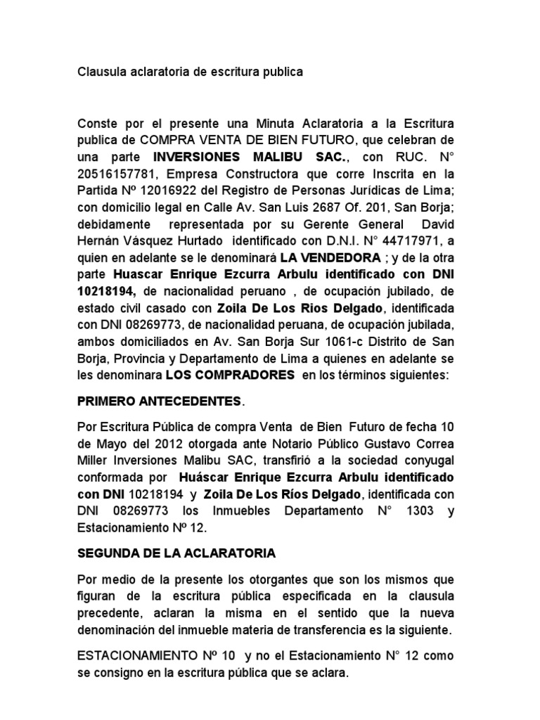 Escritura pública de inmueble pdf