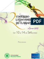 Programa Del II Congreso Latinoamericano de Clarinetistas LIMA 2012 (Clariperu)