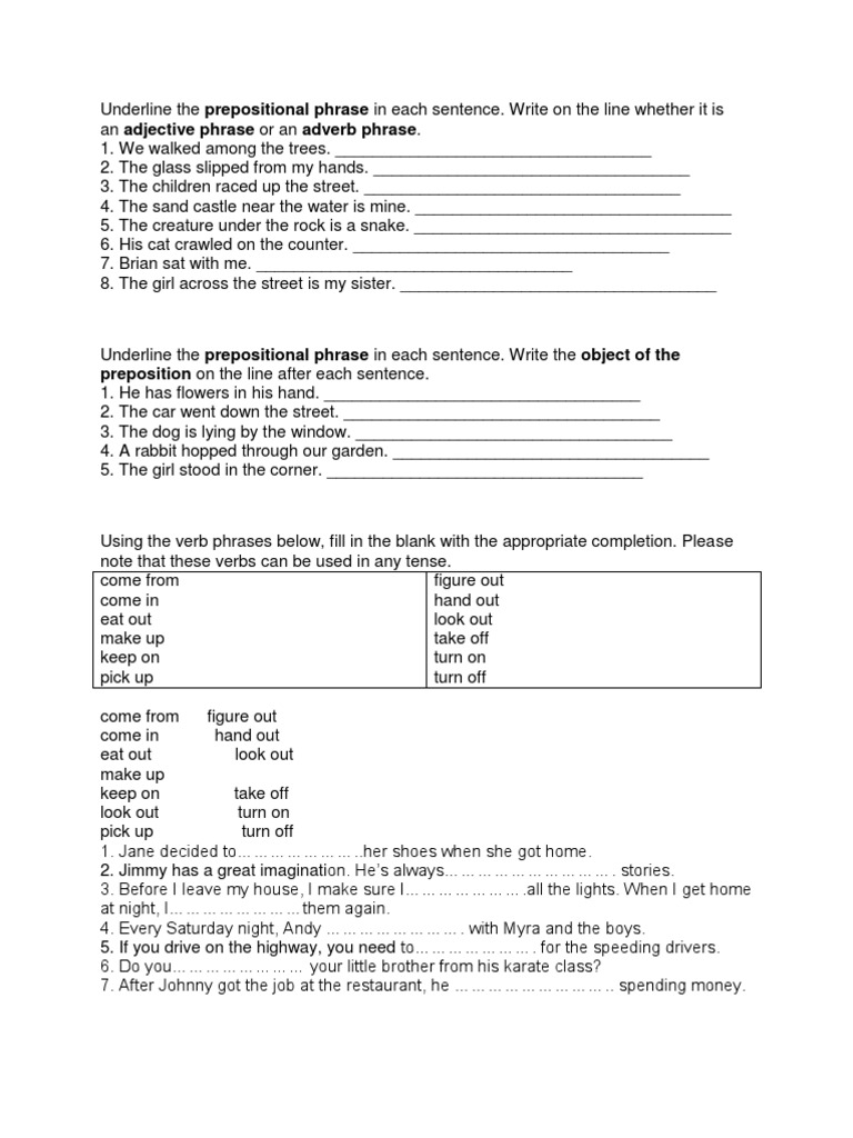 underline-the-prepositional-phrase-in-each-sentence-phrase-verb