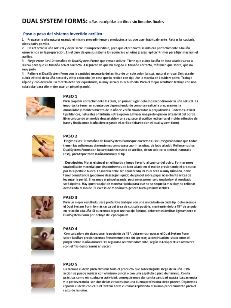 Uñas Acrílicas: Técnica Dual Paso a Paso | PDF | Clavo (anatomía ...