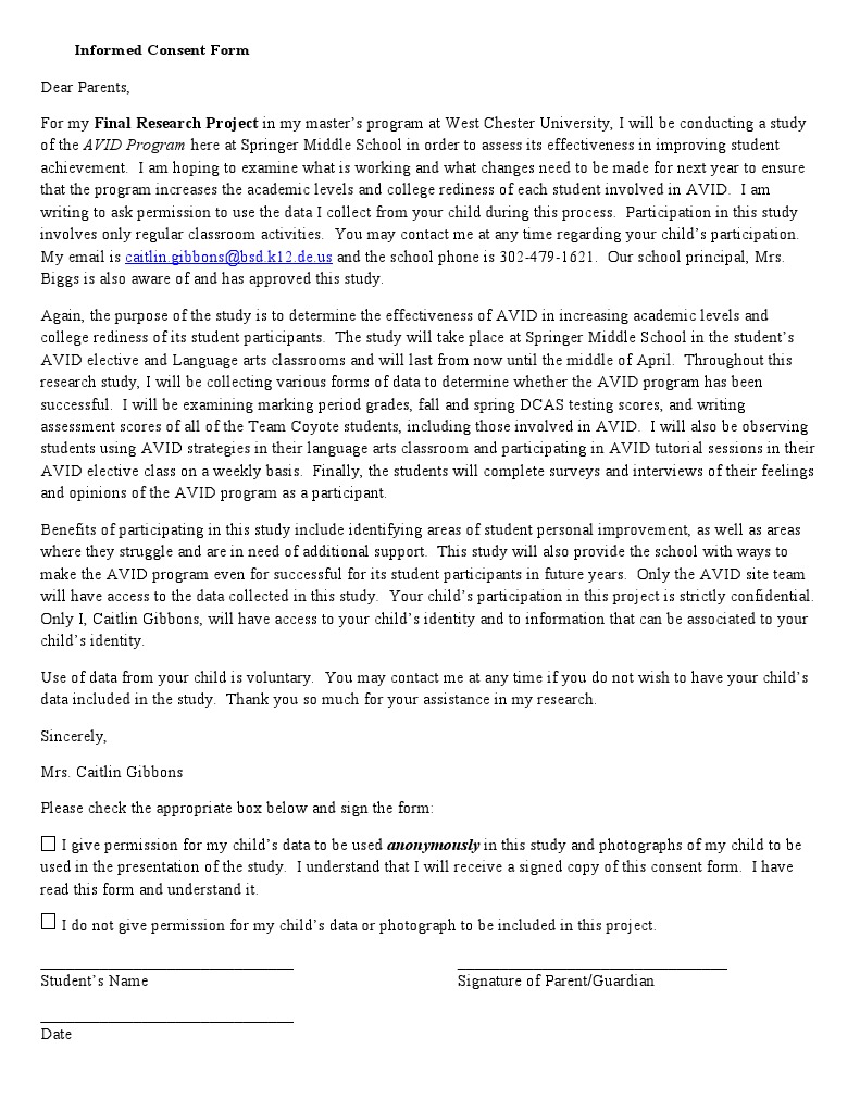 Sample informed consent form image