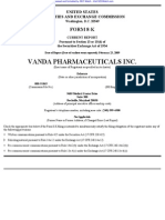 Vanda Pharmaceuticals Inc. 8-K (Events or Changes Between Quarterly Reports) 2009-02-23