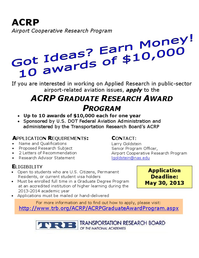 ACRP Graduate Research Award Program | PDF | Career & Growth