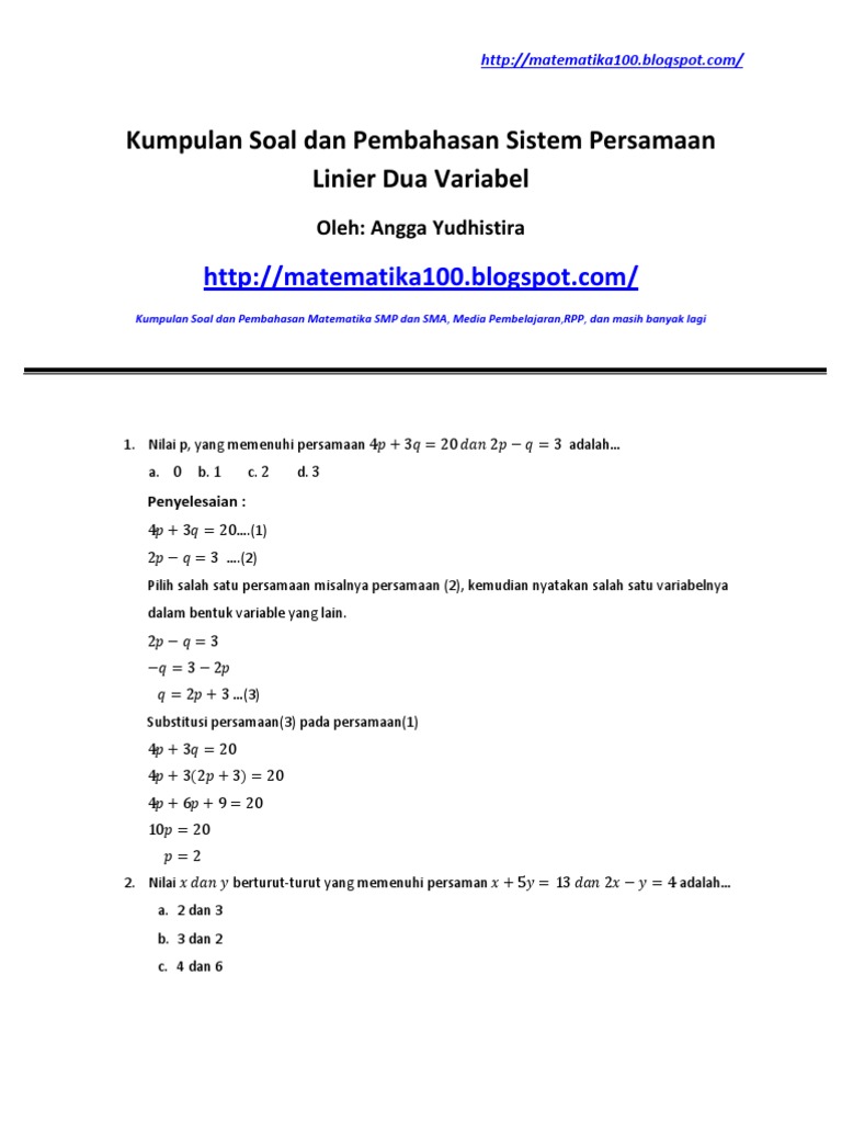 Soal Sulit Materi Sistem Persamaan Linier Tiga Variabel