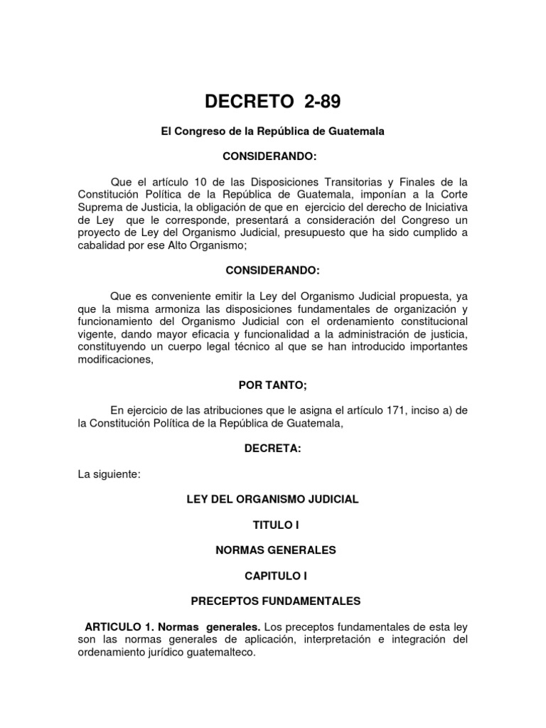Ley del Organismo Judicial de Guatemala | PDF | Juez | Jurisdicción