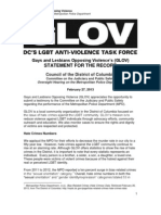 Statement For The Record: Gays and Lesbians Opposing Violence's (GLOV)