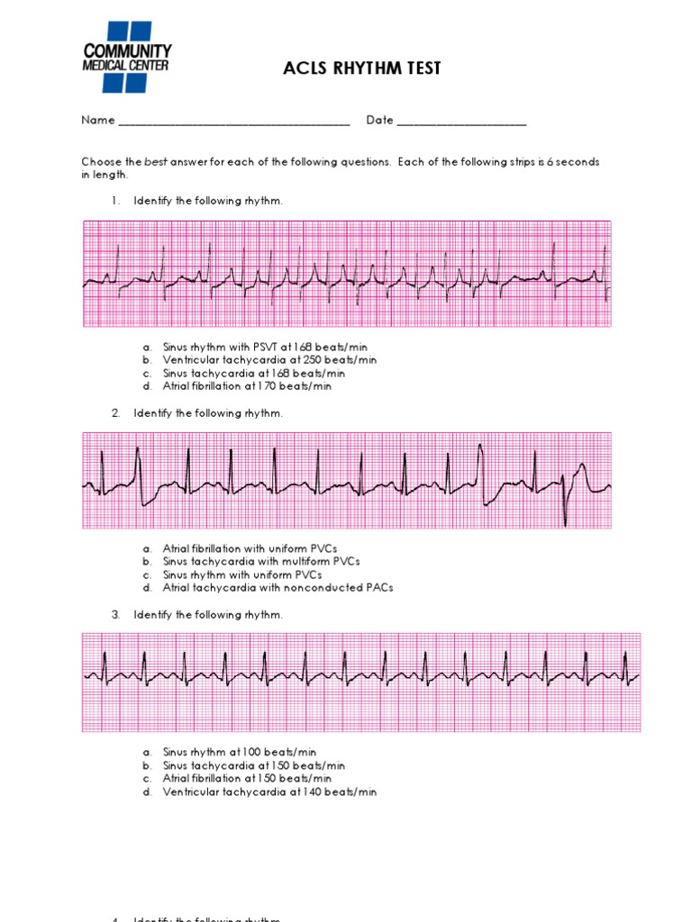 Aclsrhythmtest11 Pdf Cardiac Arrhythmia Cardiology