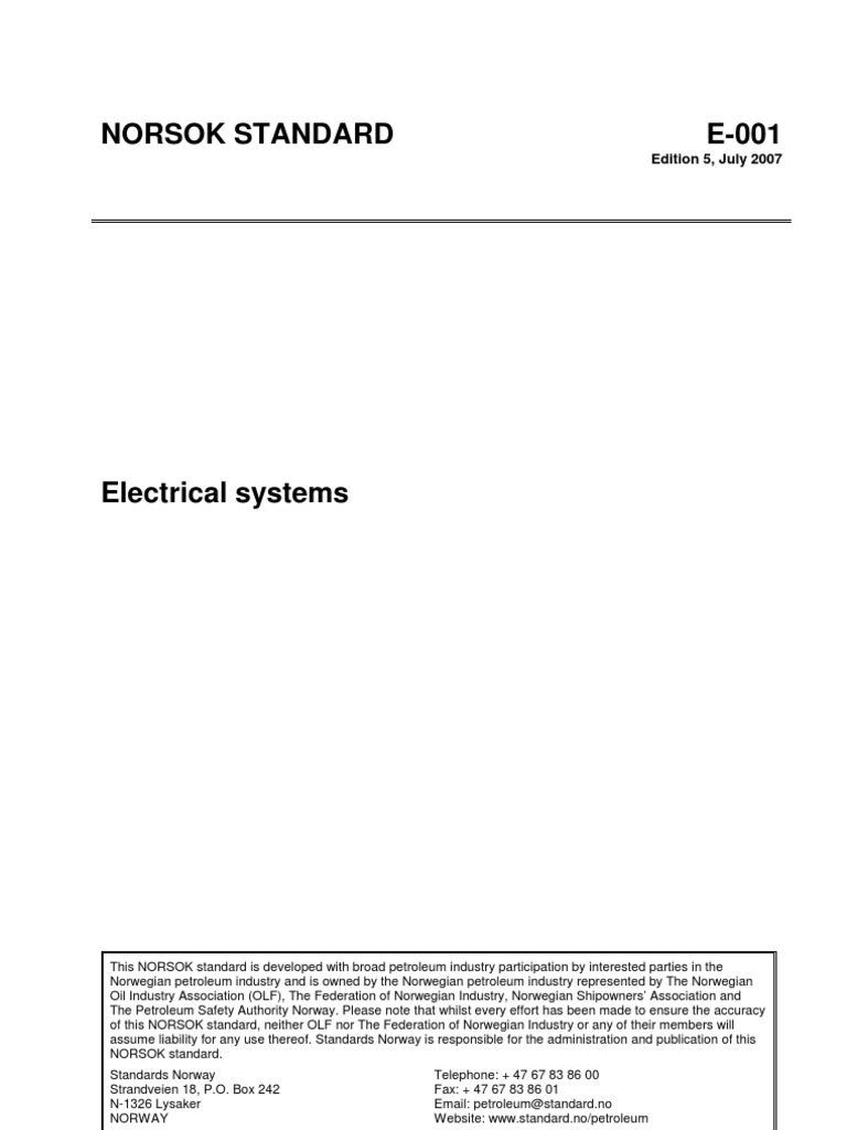 Norsok - 001 | PDF | Electric Power Distribution | Ac Power Plugs And ...