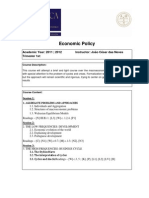 Economic Policy: Academic Year: 2011 - 2012 Instructor: João César Das Neves
