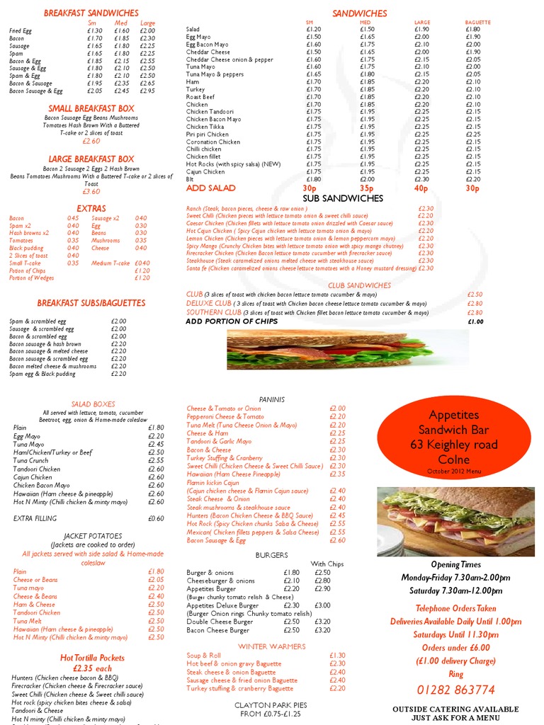 Appetites Menu Oct 2012 | PDF | Meat | European Cuisine