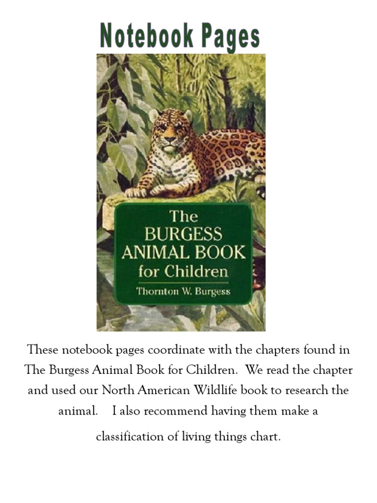 The Burgess Animal Book Notebook Pages PDF