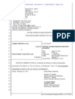 Grinols v Electoral College - Notice to Reschedule Motion Hearing