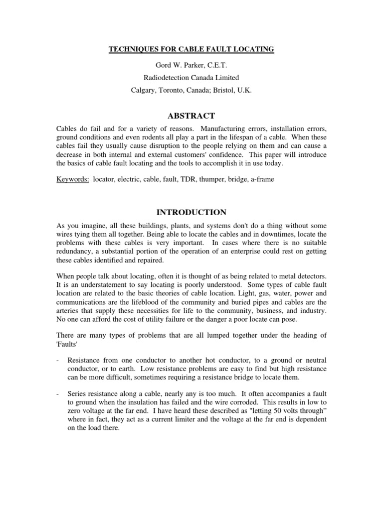 Techniques For Cable Fault Locating | PDF | Electrical Impedance | High ...