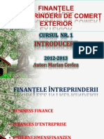 CURSUL  NR. 1 - INTRODUCERE ÎN FINANȚELE ÎNTREPRINDERII DE COMERȚ EXTERIOR