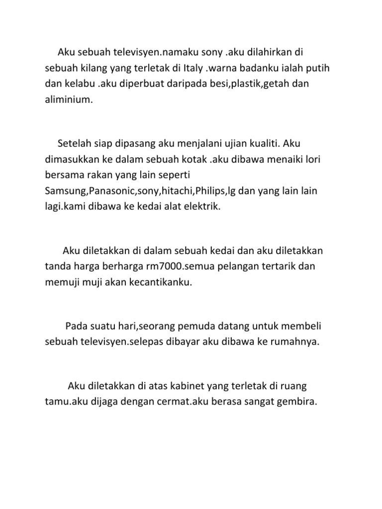 Karangan Aku Sebuah Televisyen Pdf
