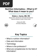 Nutrition Informatics - What Is It 2009