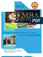 IIT Madras MBA Information Brochure 2013-15