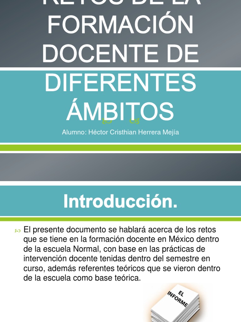 Retos de La Formación Docente de Diferentes Ámbitos Hector | PDF ...